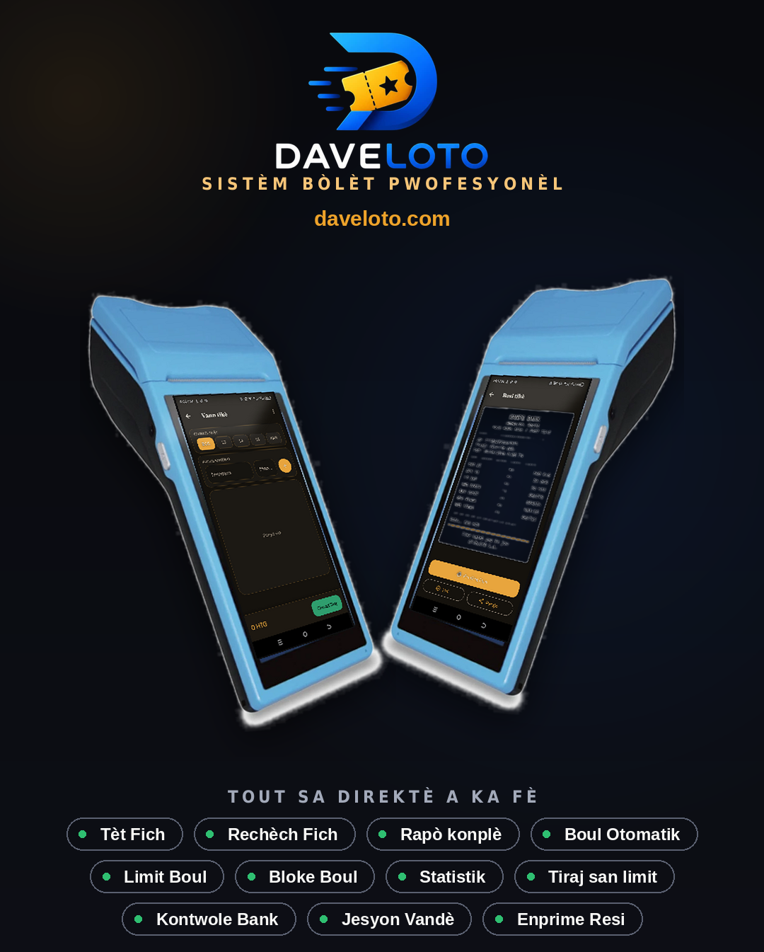 Aplikasyon Daveloto sou machin ajan yo — tout fonksyonalite